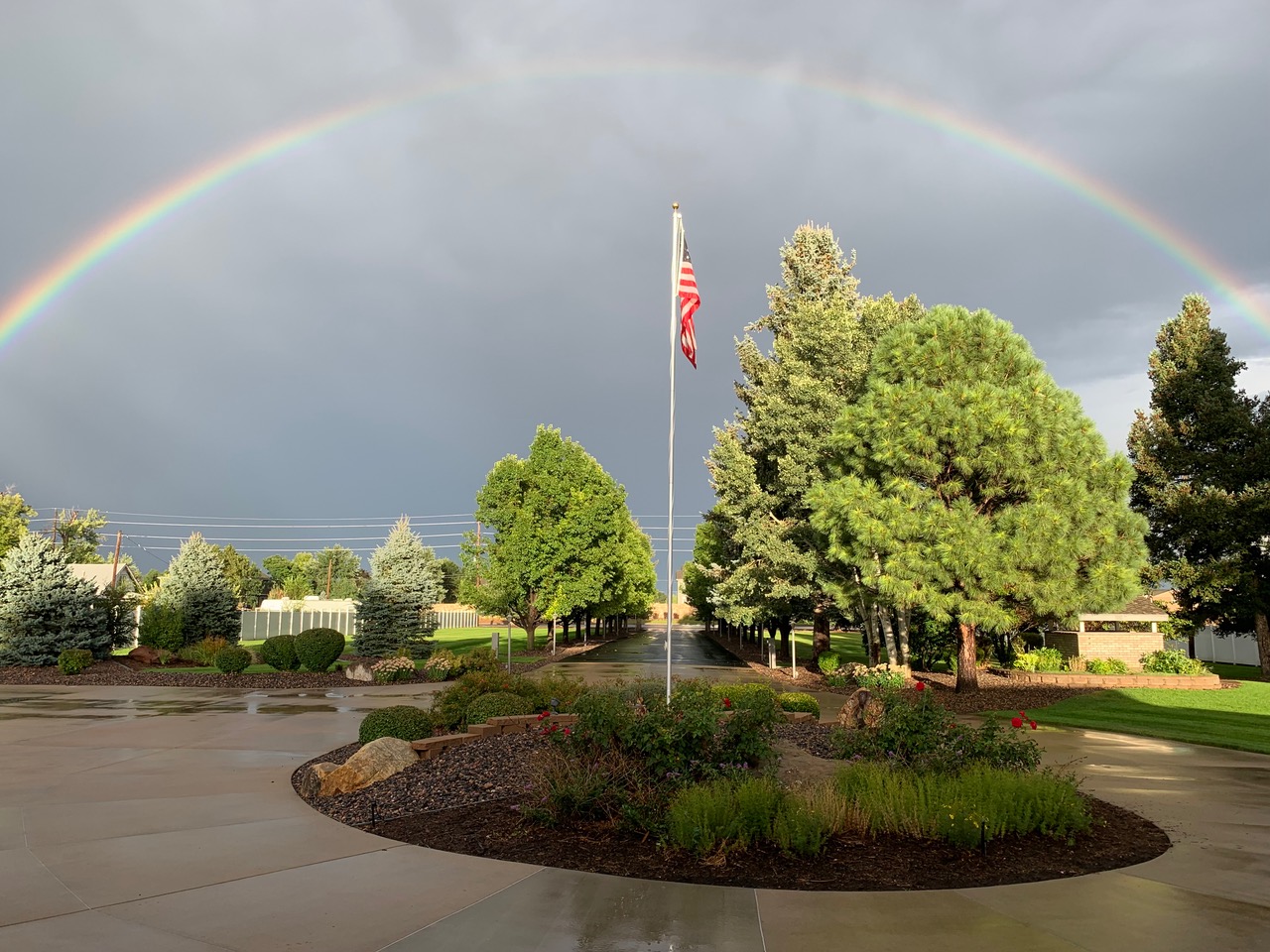 Rainbow and flag